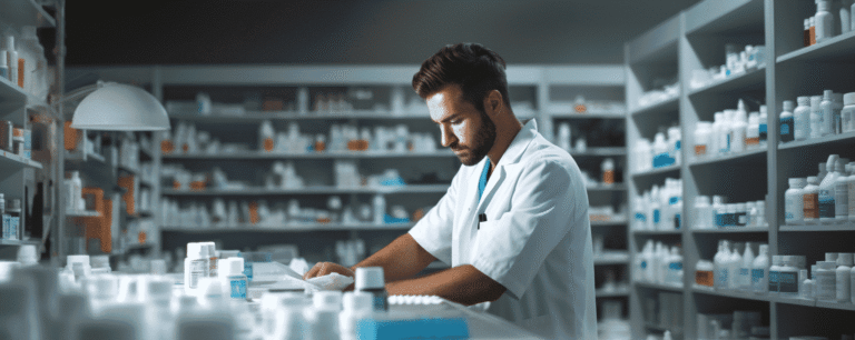 A pharmacist working in a pharmacy in Alabama