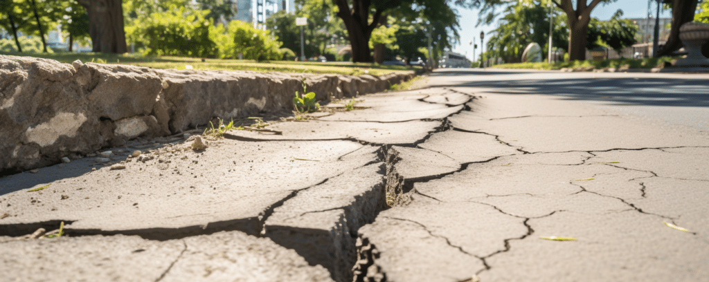 A cracked sidewalk in Alabama