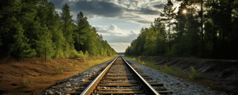 Railroad running through rural Alabama
