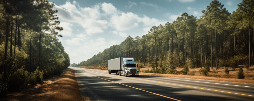 Truck driving down a highway in Birmingham Alabama