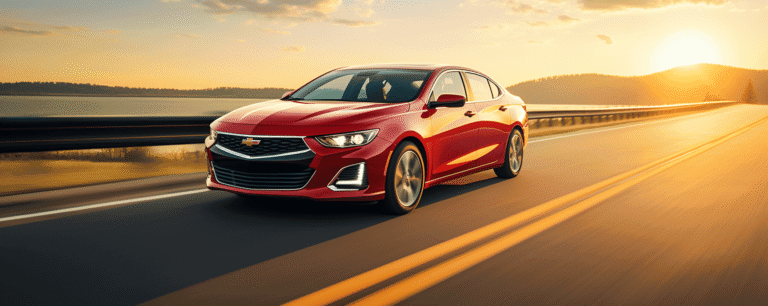 Red Chevy Malibu driving down the highway in Alabama with a defective accelerator