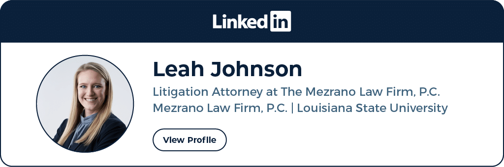 Attorney Leah Johnson LinkedIn Profile Badge