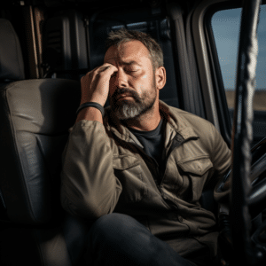 a tried and fatigued truck driver
