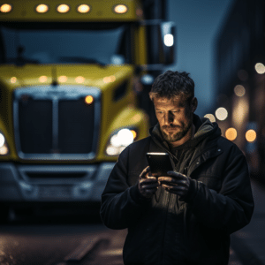 A man using his iPhone to collect evidence after being in a truck accident