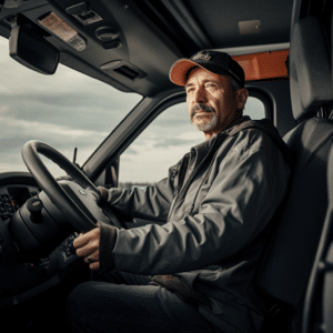 Truck driver operating his semi-truck driving down an Alabama roadway