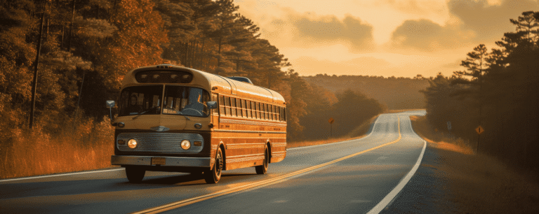 Retro bus driving