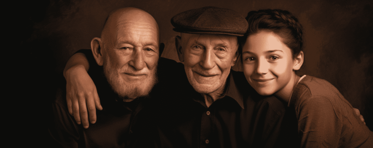 Elderly man with family