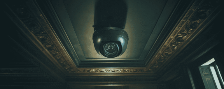 Surveillance camera on ceiling