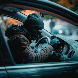 Thief inside car