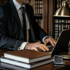 Lawyer on computer