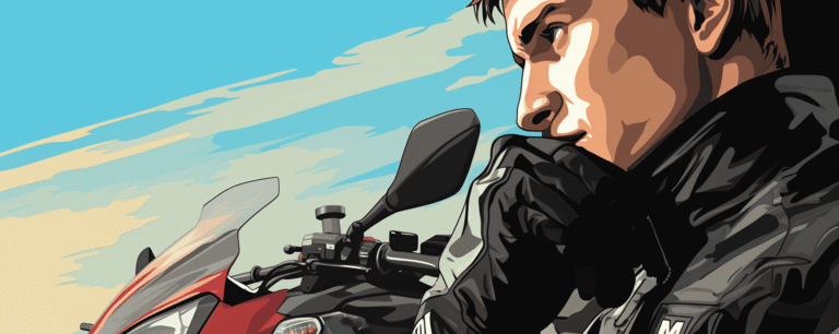 Motorcycle rider thinking