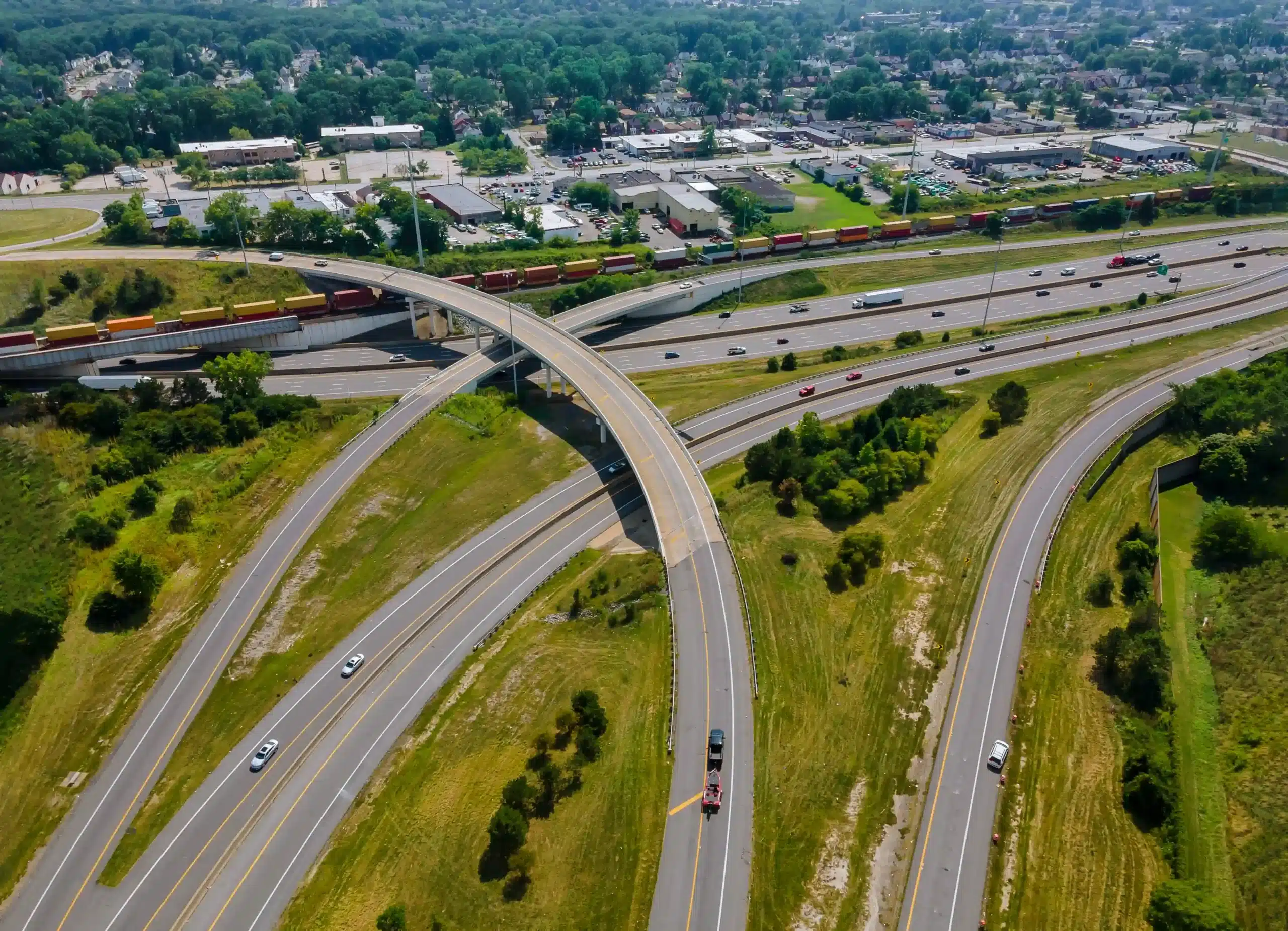 Above aerial view of transport junction