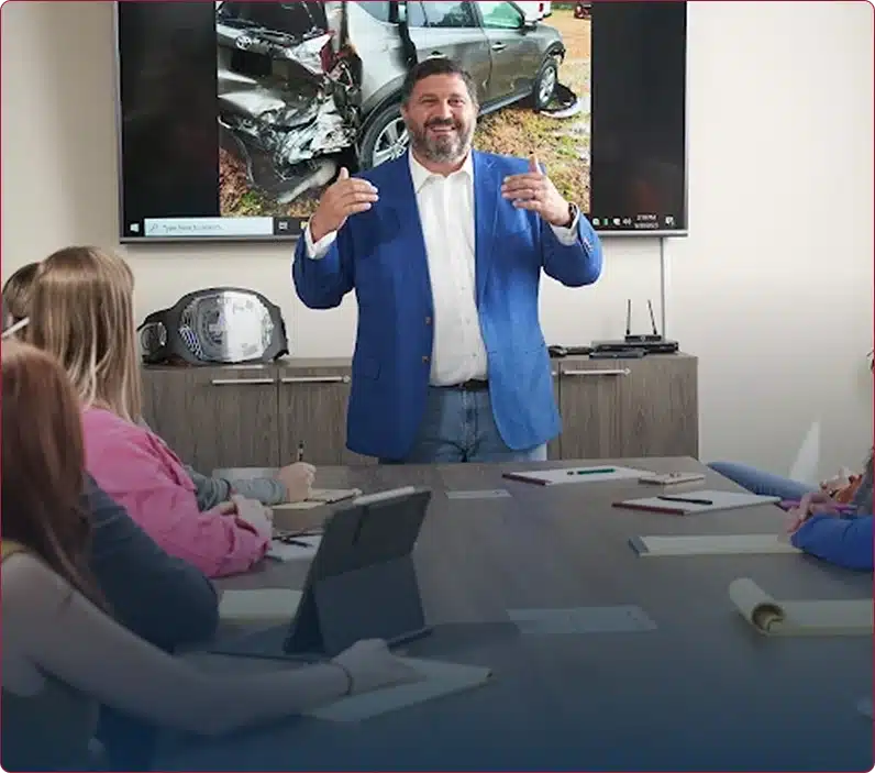 Steven Mezrano presenting details to case to staff